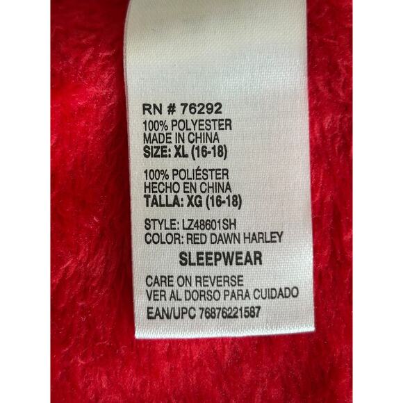 DC Comics Harley Quinn Red Plush Sleepwear On the Naughty List Shirt Size XL - Picture 5 of 9